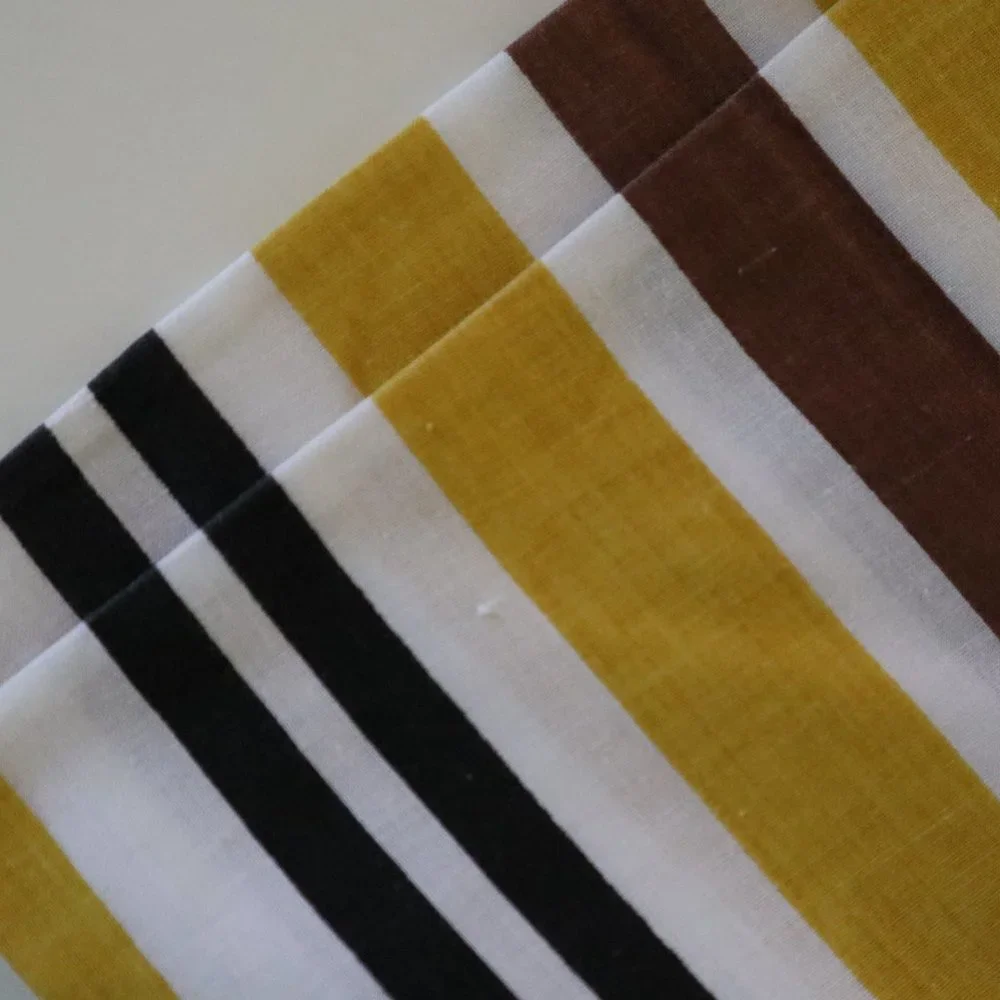VTG Springmaid Marvelaire Mustard Brown Stripe Pillowcase Set of 2 Mid Century